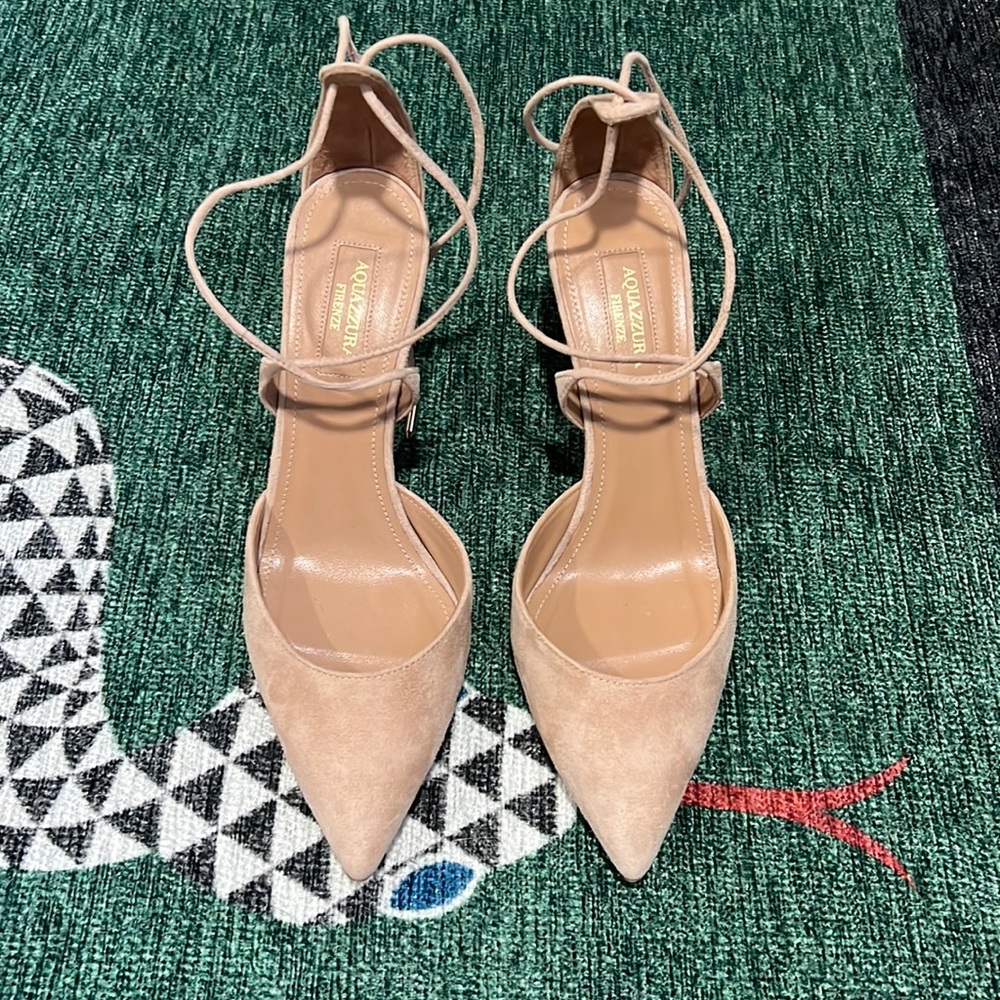 Tan suede Aquazzura pumps